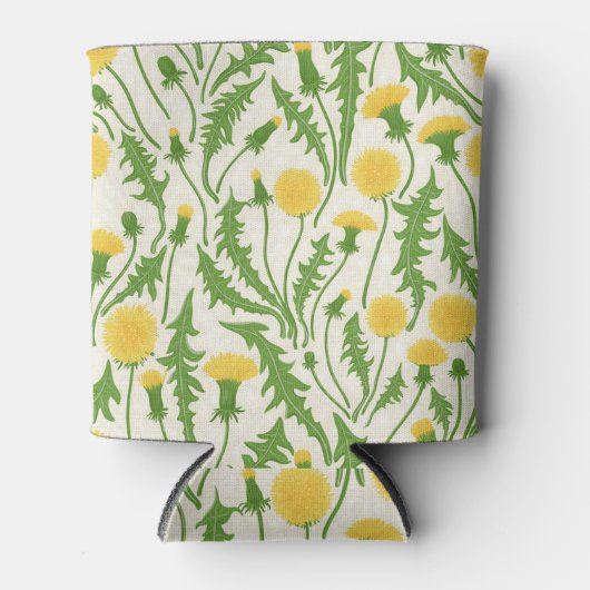 Paardenbloemen, groen, geel en wit blikjeskoeler (Voorkant)