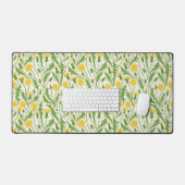 Paardenbloemen, groen, geel en wit bureaumat (Keyboard & Muis)