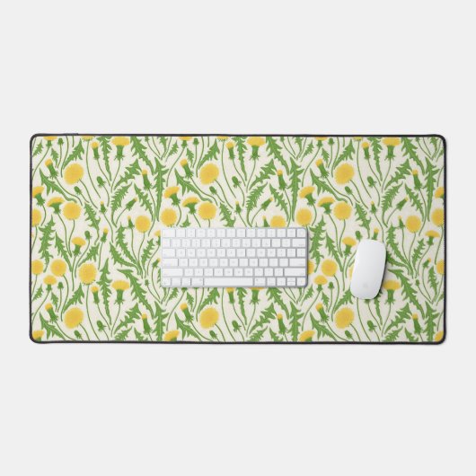 Paardenbloemen, groen, geel en wit bureaumat (Keyboard & Muis)