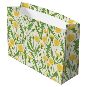 Paardenbloemen, groen, geel en wit groot cadeauzakje