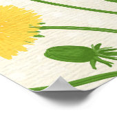 Paardenbloemen, groen, geel en wit poster (Hoek)