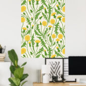 Paardenbloemen, groen, geel en wit poster (Thuiskantoor)