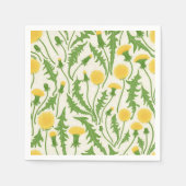 Paardenbloemen, groen, geel en wit servet (Voorkant)