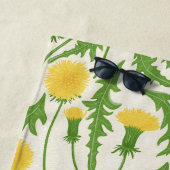 Paardenbloemen, groen, geel en wit strandlaken (In situ)