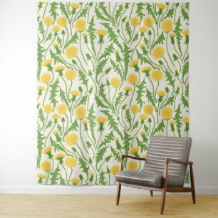 Paardenbloemen, groen, geel en wit wandkleed
