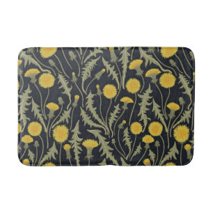 Paardenbloemen, groen, geel en zwart badmat