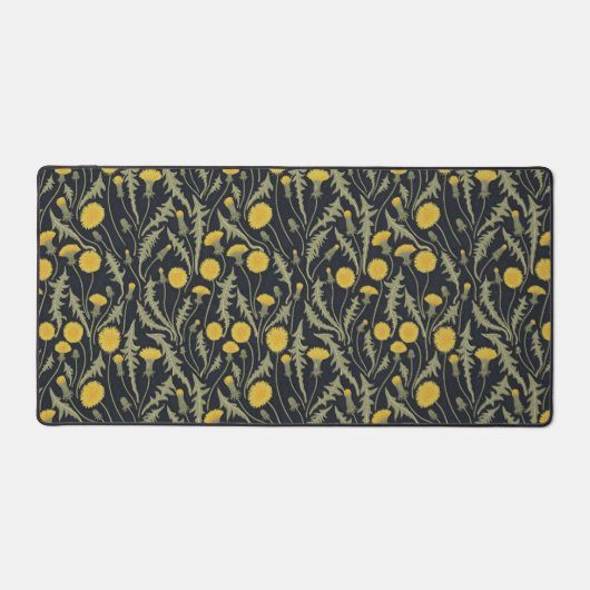 Paardenbloemen, groen, geel en zwart bureaumat (Voorkant)