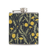 Paardenbloemen, groen, geel en zwart heupfles (Voorkant)