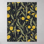 Paardenbloemen, groen, geel en zwart poster (Voorkant)