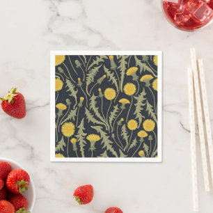 Paardenbloemen, groen, geel en zwart servet