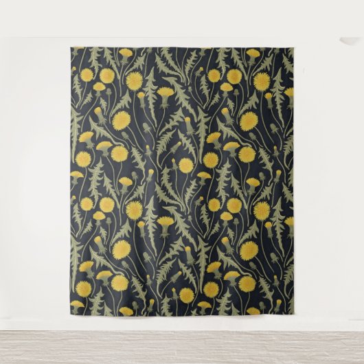 Paardenbloemen, groen, geel en zwart wandkleed (Voorkant)