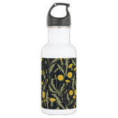 Paardenbloemen, groen, geel en zwart waterfles  (Voorkant)