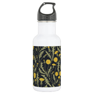 Paardenbloemen, groen, geel en zwart waterfles 