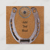 Paardenbloemen Hoefijzer Cowboylaarzen Zonnebloeme Vierkante Visitekaartje (Achterkant)