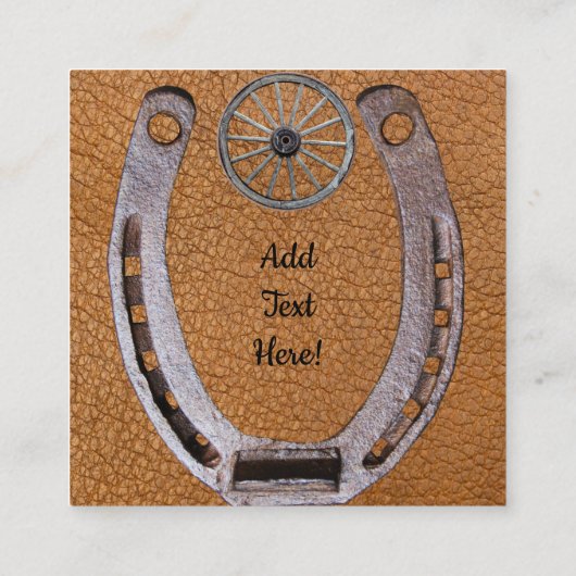 Paardenbloemen Hoefijzer Cowboylaarzen Zonnebloeme Vierkante Visitekaartje (Achterkant)