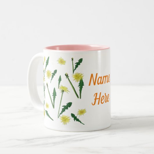 Paardenbloemen lente kunst tweekleurige koffiemok (Voorkant links)