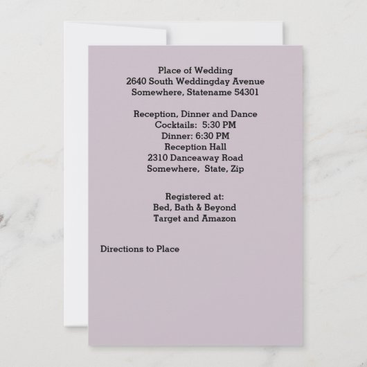 Paardenbloemen, Lijst van het hart, ringen, bruilo Kaart (Achterkant)