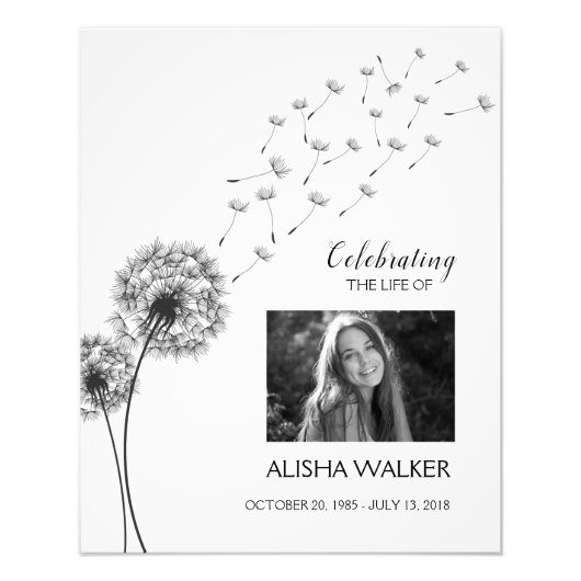 Paardenbloemen Memorial begrafenis foto welkom tek Foto Afdruk (Voorkant)