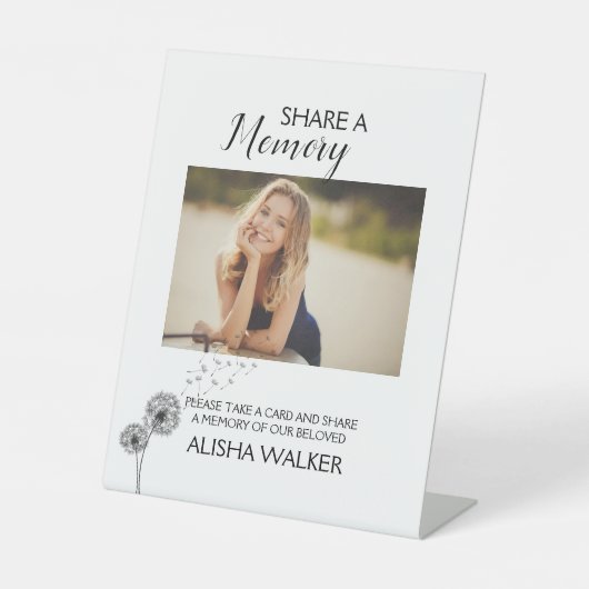Paardenbloemen minimalisme Deel een Geheugen Begra Reclamebord Met Voetstuk (Voorkant)
