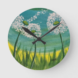 Paardenbloemen - Origineel Schilderij Ronde Klok