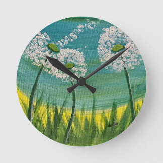 Paardenbloemen - Origineel Schilderij Ronde Klok