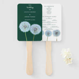 Paardenbloemen, paardenbloem klokken groen bruilof handwaaier