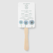 Paardenbloemen, paardenbloem klokken groen bruilof handwaaier (Achterkant)