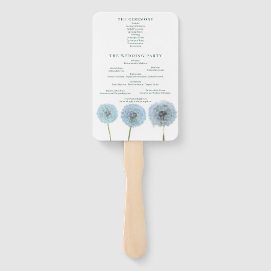 Paardenbloemen, paardenbloem klokken groen bruilof handwaaier (Achterkant)