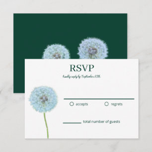 Paardenbloemen, paardenbloem klokken groen, wit RS RSVP Kaartje