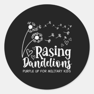 Paardenbloemen Paarse omhoog voor Military Child M Ronde Sticker