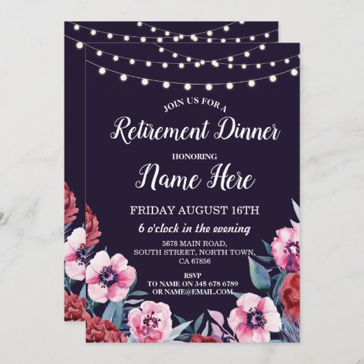 Paardenbloemen van de retigepartij nodigen mariner kaart (Voorkant / Achterkant)