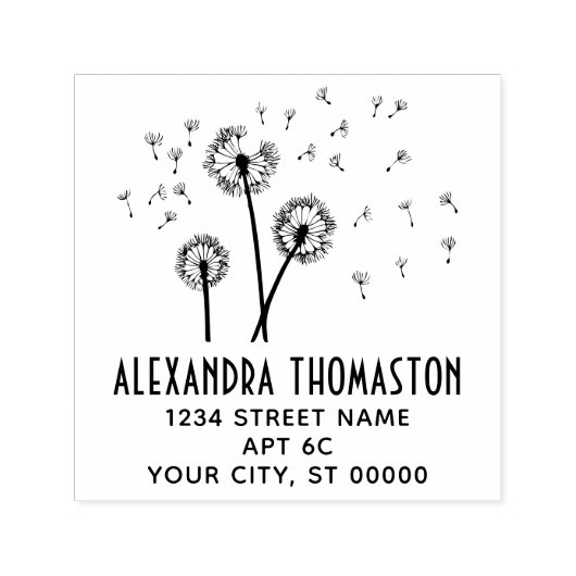Paardenbloemen Zaden in de Wind Naam Adres Zelfinktende Stempel (Design)