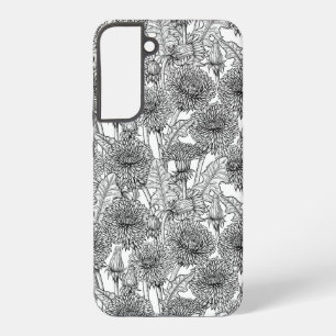 Paardenbloemen, zwart en wit samsung galaxy hoesje