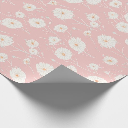 Paardenbloempluis in roze cadeaupapier (Hoek)