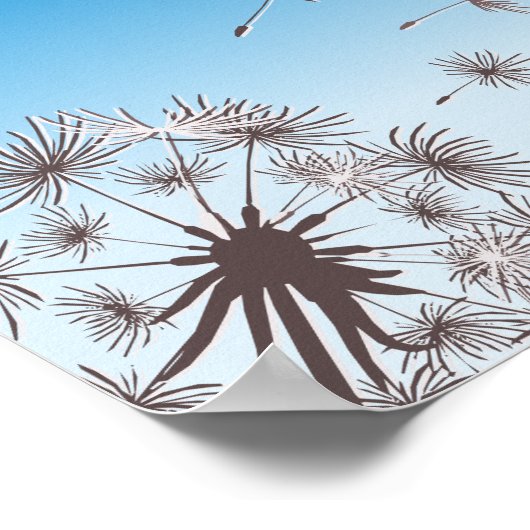 Paardenbloempluizen Vliegen de Lucht In Nieuwe Beg Poster (Hoek)