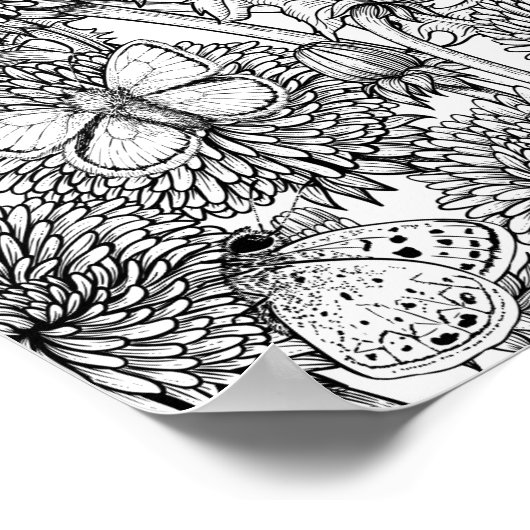 Paardenbloemwei in zwart-wit poster (Hoek)