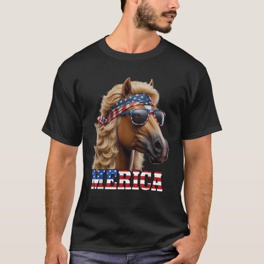Paardenblond Mullet Pruik 4 juli Amerika Fu T-shirt (Voorkant)