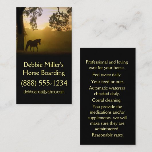 Paardenboarding Stapels Visitekaartje (Voorkant / Achterkant)