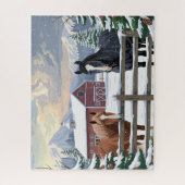 Paardenboerderij in de winter legpuzzel (Verticaal)