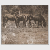 PaardenBoerderij land Rustic Sepia Western Cadeaupapier (Vlak)