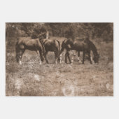 PaardenBoerderij  land Rustic Sepia Western Inpakpapier Vel (Voorkant 3)