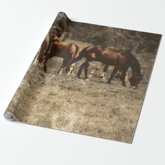 PaardenBoerderij Land Rustisch Western Cadeaupapier (Uitgerold)