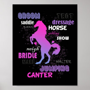 Paardenboerderijdieren voor paardenrennen poster