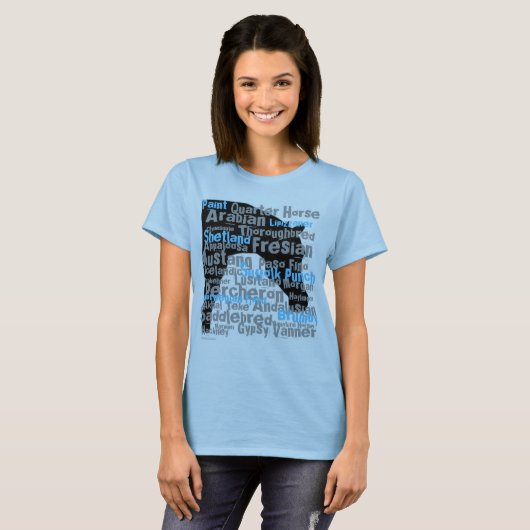 Paardenbont Dames T-Shirt Blue (Voorkant volledig)