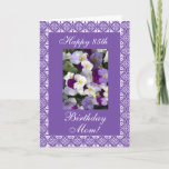 Paardenbonte mother kaart<br><div class="desc">Greeting card for mom's 85th birthday with lace frame and foto's of purple / lavender background. Personalize your message! Tarjeta postal in de Cuna foto van florecitas para el cumptomen van uma ma! Personalize op leugens. Greeting card in Spanish for mother's day with foto of flowers on purple background and...</div>