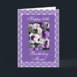 Paardenbonte mother kaart<br><div class="desc">Greeting card for mom's 85th birthday with lace frame and foto's of purple / lavender background. Personalize your message! Tarjeta postal in de Cuna foto van florecitas para el cumptomen van uma ma! Personalize op leugens. Greeting card in Spanish for mother's day with foto of flowers on purple background and...</div>