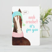 Paardenbreien gehaakte Kerst pet sjaal Feestdagenkaart (Staand voorkant)