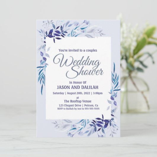 Paardenbruiloft - blauwe uitnodiging (Staand voorkant)