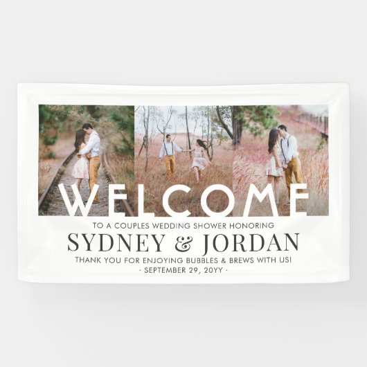 Paardenbruiloft Eenvoudig 3 Foto Welkom Spandoek (Horizontaal)