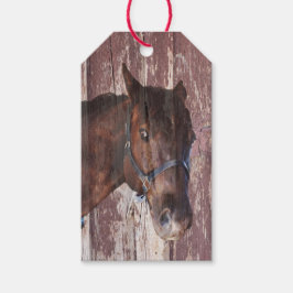 Paardenbruine oogen hoofd cowboy western cadeaulabel